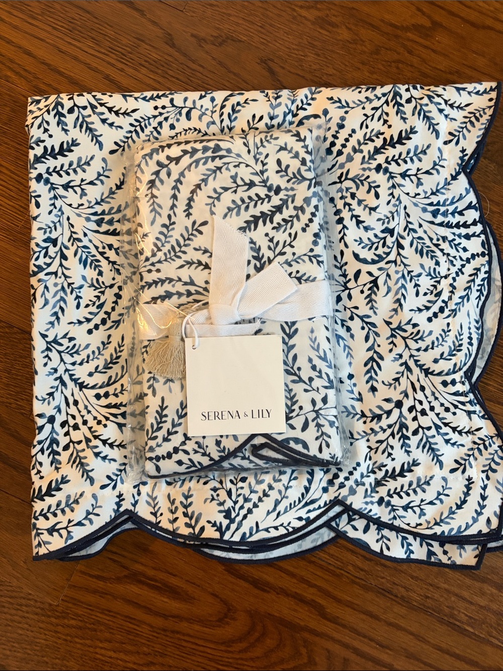 2 Serena & Lily Navy Priano Euro Shams in Navy with scalloped edge